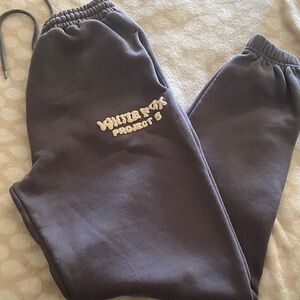 White Fox Boutique Charcoal Joggers with Cream Logo